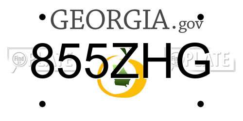 855ZHG Georgia License Plate