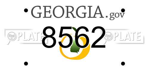 8562 Georgia License Plate