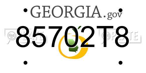 85702T8 Georgia License Plate