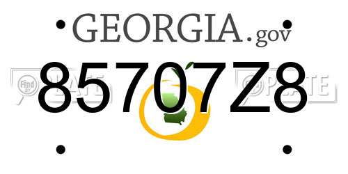 85707Z8 Georgia License Plate