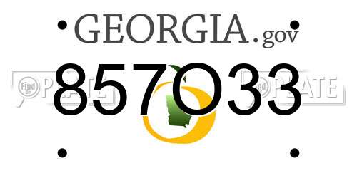 857O33 Georgia License Plate