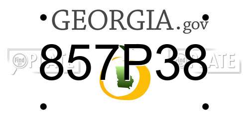 857P38 Georgia License Plate