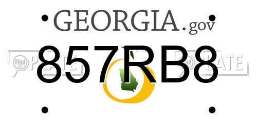857RB8 Georgia License Plate