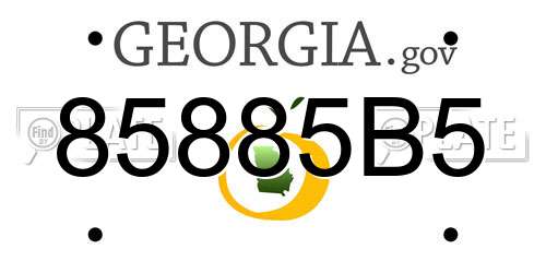85885B5 Georgia License Plate