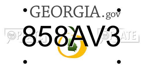 858AV3 Georgia License Plate