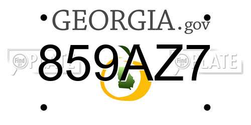859AZ7 Georgia License Plate