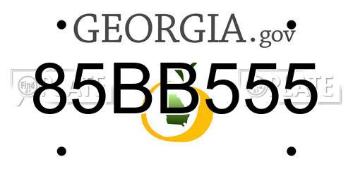 85BB555 Georgia License Plate