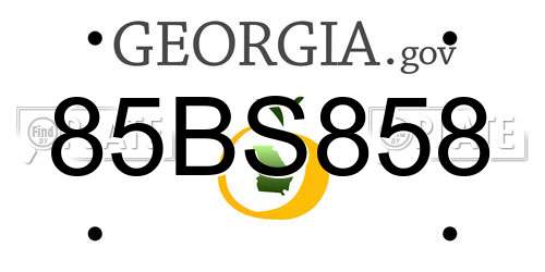 85BS858 Georgia License Plate