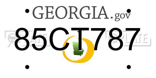 85CT787 Georgia License Plate