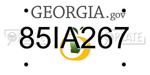 85IA267 Georgia License Plate