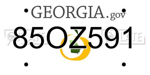 85OZ591 Georgia License Plate
