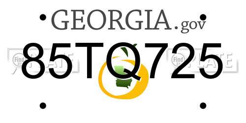 85TQ725 Georgia License Plate