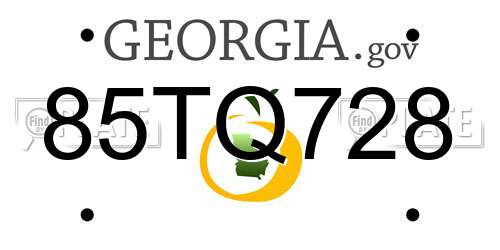 85TQ728 Georgia License Plate