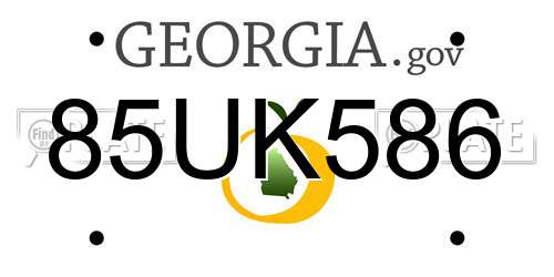 85UK586 Georgia License Plate