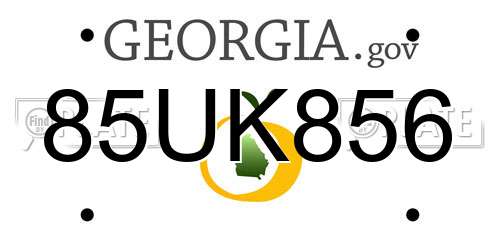 85UK856 Georgia License Plate