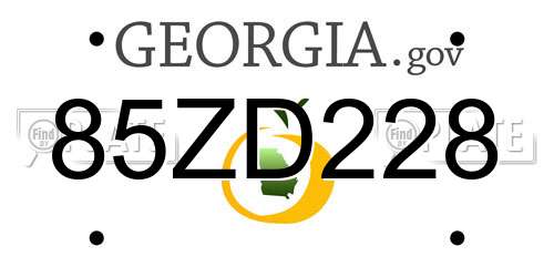 85ZD228 Georgia License Plate