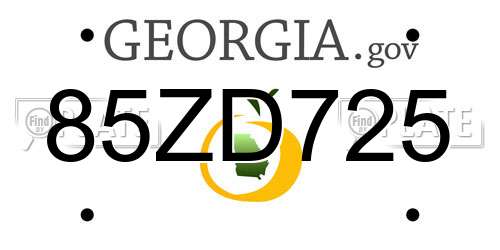 85ZD725 Georgia License Plate