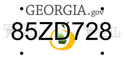85ZD728 Georgia License Plate