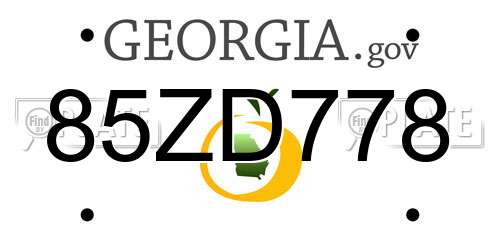85ZD778 Georgia License Plate