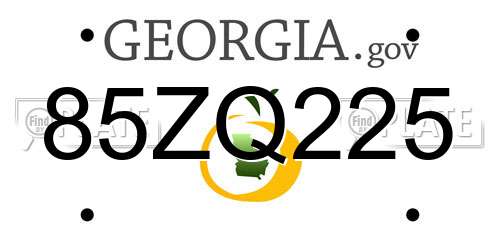 85ZQ225 Georgia License Plate