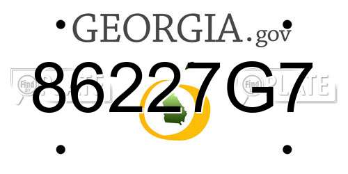 86227G7 Georgia License Plate