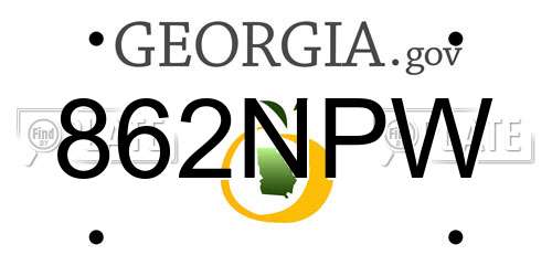 862NPW Georgia License Plate