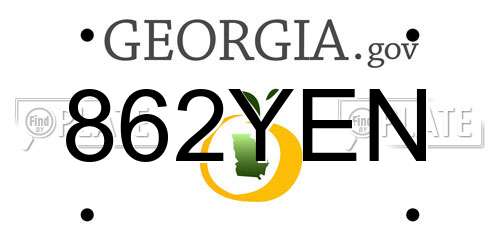 862YEN Georgia License Plate