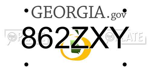 862ZXY Georgia License Plate