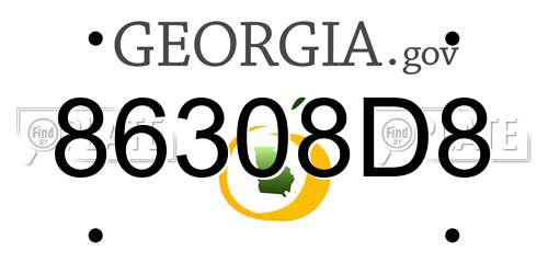 86308D8 Georgia License Plate
