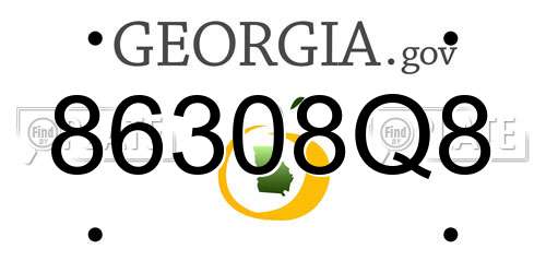 86308Q8 Georgia License Plate