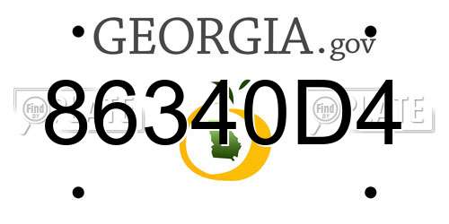 86340D4 Georgia License Plate
