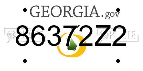 86372Z2 Georgia License Plate
