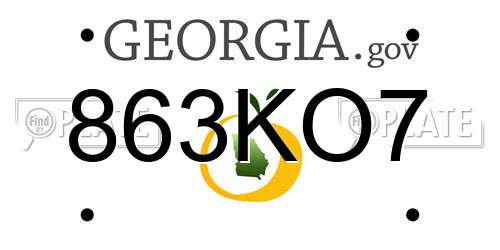 863KO7 Georgia License Plate