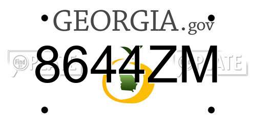 8644ZM Georgia License Plate