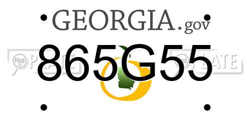 865G55 Georgia License Plate