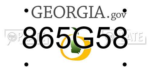 865G58 Georgia License Plate