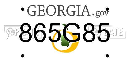 865G85 Georgia License Plate