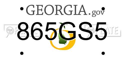 865GS5 Georgia License Plate