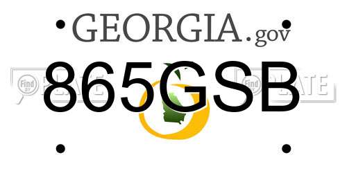 865GSB Georgia License Plate