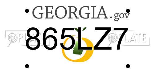 865LZ7 Georgia License Plate
