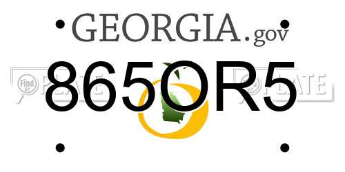 865OR5 Georgia License Plate