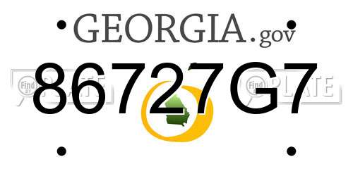 86727G7 Georgia License Plate