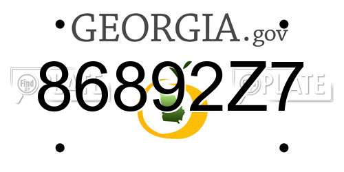 86892Z7 Georgia License Plate