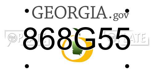 868G55 Georgia License Plate