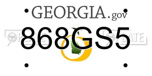 868GS5 Georgia License Plate