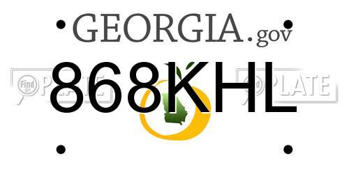 868KHL Georgia License Plate