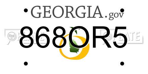 868OR5 Georgia License Plate