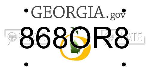 868OR8 Georgia License Plate