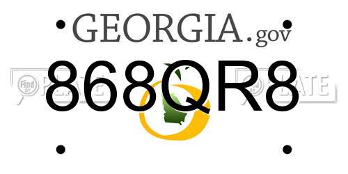 868QR8 Georgia License Plate