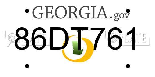 86DT761 Georgia License Plate